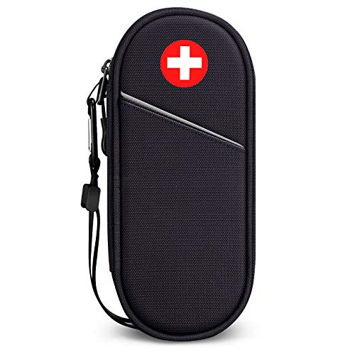 SITHON EpiPen Medical Tragetasche, tragbare Notfalltasche Isolierte Medikament Tasche Organizer für 2 EpiPens, Asthma-Inhalator, Anti-Histamin, Auvi-Q, Allergy Medicine Essentials, (Schwarz)