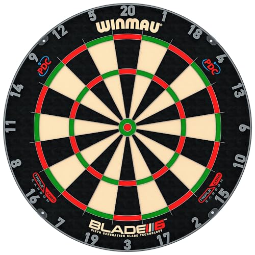 WINMAU Darts Blade 6 Triple Core Carbon Professional PDC Steel Tip Dartscheibe with Official Tournament Specifications | Endorsed by The PDC