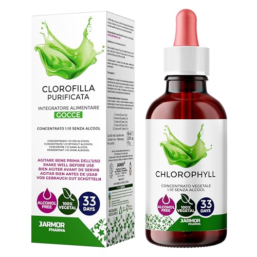 Chlorophyll Tropfen 100 ml – 300 mg Hochdosierte Chlorophyll aus Spinat pro Tag – Flüssiges Chlorophyll Clorophyllin-reich aus Italien – Vegan – J.Armor Pharma (Chlorophyll)
