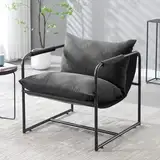 Fiona's magic Extragroß Loungesessel, Gemütlich Sessel Wohnzimmer, 78x76x70 cm Modernes Relaxsessel mit Metallrahmen, Armlehnenstuhl für Schlafzimmer, Balkon, Lounge, Grau