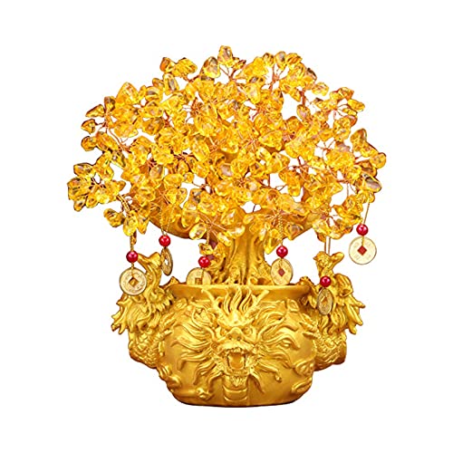 RENJIELI Citrin-Glücksbaum, DREI Drachen, glücklicher Geldbaum, Dekoration, Wohnzimmer, Einrichtungsgeschäft, Firmengeschenk, Dekoration (Size : Medium) Little Surprise