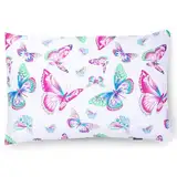 PinkZebra Kopfkissenbezug Kinder, Kissenbezug 30 x 50 cm aus 100% Baumwolle, Kissenhülle Jungen, Öko-tex Standard 100, Kinderbezüge mit Reißverschluss, Schmetterlinge