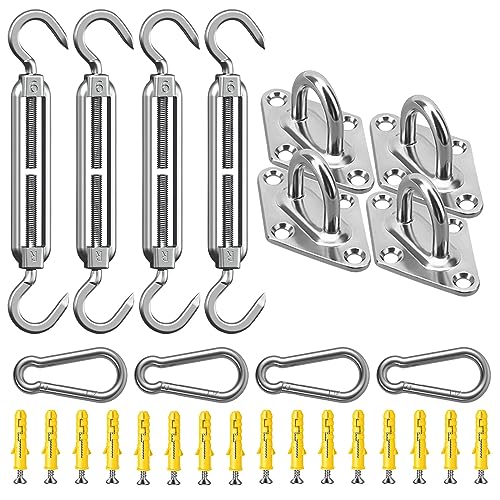 Sonnensegel Befestigung Kit M6 - Hochwertiges Edelstahl 304 - Tragfähigkeit von 80 kg - Sonnensegel Spanner Zubehör Montage Aufbau Set für Viereck und Dreieck Garten, Awnings Mounting Assembly Set