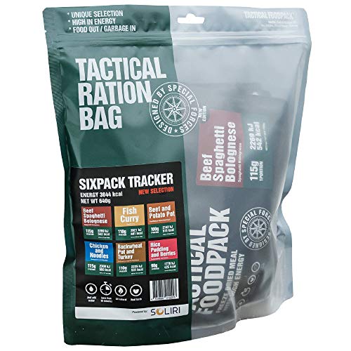 Tactical Foodpack - Tracker | gefriergetrocknete Premium Mahlzeiten - Instant Outdoor Nahrung für Camping, Trekking und Büro | Natürliche Zutaten, schnelle Zubereitung, Lange Haltbarkeit