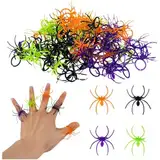 HiyyFloy 100 Stück Halloween-spinnenringe, Simulations-spinnenringe, Kunststoff, Schwarze Spinnenringe, Vintage-Tier-offener Ring, Halloween-Ring, Party-zubehör