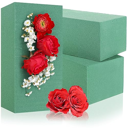 com-four® 3X Steckschaum für Blumengestecke - Steckschwamm für Frischblumen - Steckmasse zum Basteln - Blumensteckschaum, Steckmoos für Feiern, Hochzeit und Geburtstag