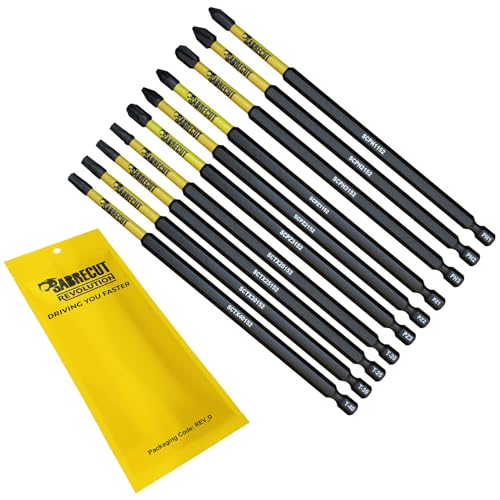 10 x SabreCut SCRK152 152mm PZ1 PZ2 PZ3 PH1 PH2 PH3 TX20 TX25 TX30 TX40 magnetischer Schlagschrauber-Bit-Satz Pozi Pozidriv Phillips Torx kompatibel mit Dewalt Milwaukee Bosch Makita usw