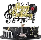1 Stück Musik Noten Cake Topper Glitzer Schwarz Musical Symbol Tortendeko Rock Musik Kuchen Deko für Konzert Thema Baby Shower Hochzeit Geburtstag Party Kuchen Dekoration