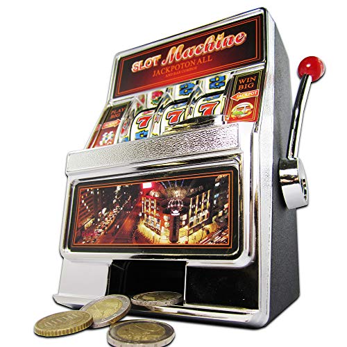 Monsterzeug Slot Machine Spardose - Einarmiger Bandit Spielautomat mit Sound und Licht, Kreative Verpackung Geldgeschenk, Höhe 19 cm