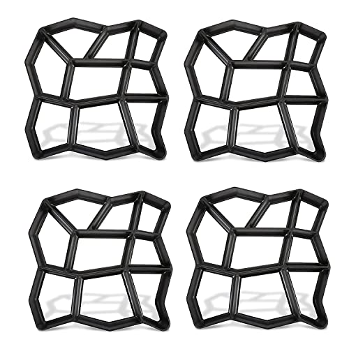 UISEBRT DIY Betonform Schalungsform Schwarz Pflasterform Betonpflaster BetonPflasterform Betonblock Gießform für Gehwegen, Garten, Rasenbahnen (4 Stück)
