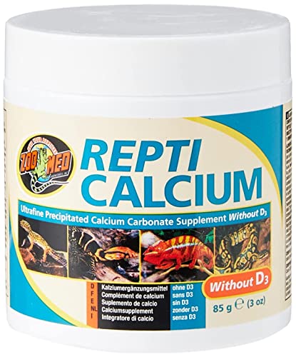 Zoo Med A33-3E Repti Calcium ohne D3, 85 g, Nahrungsergänzungsmittel für Reptilien und Amphibien - phosphorfrei!