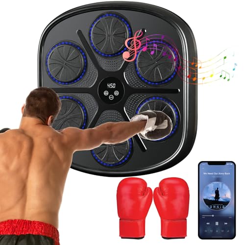 Music Boxing Machine, LED Boxsack Wandhalterung Boxziel Musik Boxmaschine, Bluetooth, 9 Geschwindigkeitsmodi und Zählmodus, Stress Release und Fokus Agility Training für Erwachsene und Kinder