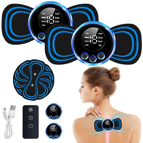 2 Stück Ems Massagegerät,Electrapy Massager Neuropathie,Mini Massagegerät,Nackenmassagegerät,USB Mini Zervikal Massagegerät 8 Modi 19 Stufen,5 Massagepads für Linderung von Muskelschmerzen