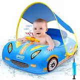 ZZXLOPEZ Schwimmring für Kinder, Schwimmhilfe mit Abnehmbarem Sonnendach, Schwimmreifen für Kinder Verstellbarer Sicherheitssitz, Swimming Float für Kinder, Schwimmreifen Spielzeug für 12-48 Monate