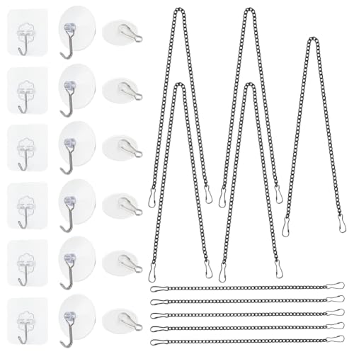 NBEADS Glasmalerei Fenster Hängende Kette Kit, 10 Stück Ketten zum Aufhängen von Bildern mit 18 Sets Saugnapfhaken für Sonnenfänger Buntglas-Fensterscheiben, 25/50cm