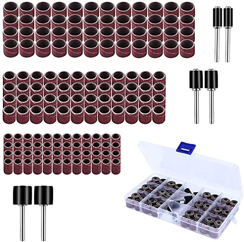 150 Stück Schleifhülsen Satz mit 144 Stück teilig Schleifen Bands und 6 Stück Schleifwalze, Drum Sander Setfür Elektrisch Drehwerkzeug