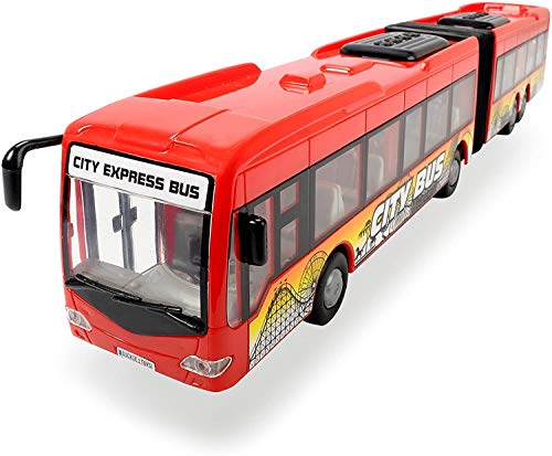 DICKIE 20 374 8001 AMU Toys City Express Bus, Gelenkbus, Spielzeugbus, Spielzeugauto, Türen zum Öffnen, 2 verschiedene Ausführungen, rot oder weiß, 46 cm (Sortiert)