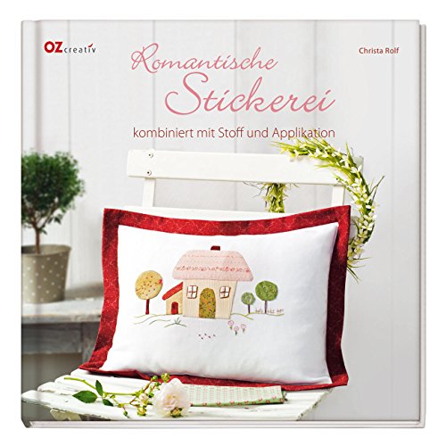 Romantische Stickerei kombiniert mit Stoff und Applikation
