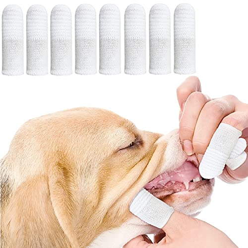 Hundezahnbürste Fingerling Wiederverwendbar, Pet Finger Zahnbürste, Fingerlinge Hunde Zahnpflege,Anti-Plaque Finger Hund,Effiziente und Saubere Haustierzahnbürste aus Strickgewebe (8 Stück)