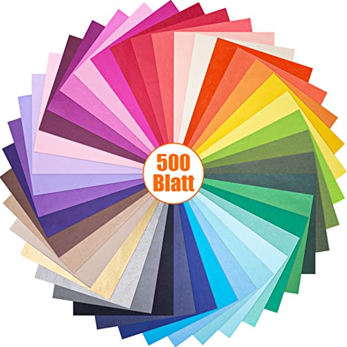 VGOODALL 500 Blatt Transparentpapier Bunt, 40 Farben Seidenpapier Tissue Paper Glanzpapier zum Basteln Bastelpapier für Geburtstag Hochzeit Weihnachten Dekoration Verpackung (29x20cm)