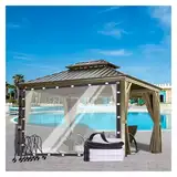 BUJNIE Wasserdichter Plane Trennvorhang Outdoor Planenvorhänge mit ÖSen 0.12mm für Pavillons, Pergola, Balkone, Anpassbar (8'x5'/2.5x1.5m)