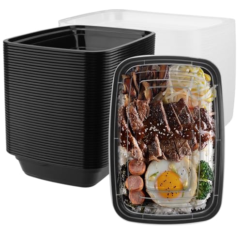 ZOENHOU 50 Stück Mahlzeit Box, 750 ml Kunststoff Mahlzeit Prep Container mit Deckel, 1 Fach Meal Prep Container, für Mitnehmen, Snacks, Früchte, Mikrowellengeeignet, Kühlschrank