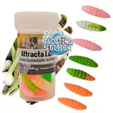 Zite Fishing Attracta Larv Floating | 8 Stück Aromatisierte Gummiköder Forellen-Angeln | Künstliche Larven Rotationsköder Auftreibende Wirkung | Phthalatfrei & Nachhaltig (Schock-Mix Knoblauch)