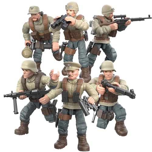 MEIEST Mini-Soldaten-Actionfiguren, Armee-Modell, Baustein-Spielzeug mit mehreren militärischen Waffen, Zubehör, Partygeschenk-Set für Kinder (Wüstenfuchs, deutsche Armee)