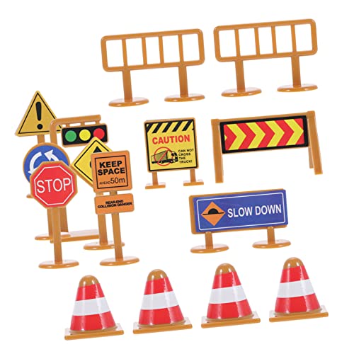 UPKOCH 30 Stück des Straßenschildmodells Straßenschild Für Mini-verkehrsbarriere Signal Barrikadenzeichenmodell Mini-verkehrszeichen Markierung Gelb Papier