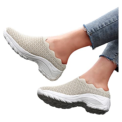 Damen Schuhe Leicht Fitnessschuhe Frauen Dicke Sohle Freizeitschuhe Hoch Trainingsschuhe Bequem Breite Schuhe Trekkingschuhe für Schule Walking Fitness Gym Sport