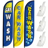 LookOurWay 30 m hoch, Autowäsche, Federflagge, Banner für Geschäftswerbung, 3 Stück: inklusive 3 Bannerflaggen, 3 Teleskopstangen-Sets und 3 Erdspießen (10M1200045, 10M1200111, 10M1200 0046)