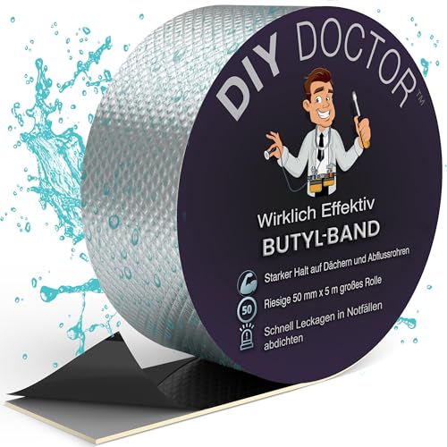 DIY Doctor Butylband - Wasserdichtes Klebeband - Dichtband selbstklebend - Klebeband Wasserdicht - Unterwasser Klebeband - Vielseitiger Einsatz für viele Anwendungen - 50 mm x 5 m