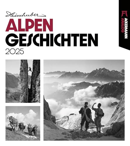 Heimhuber Alpengeschichten - Analog Kalender 2025 - Hochwertiger schwarz-weißer Alpenkalender im großen Hochformat (48 x 54 cm) - historischer Alpenkalender - Retro - Vintage