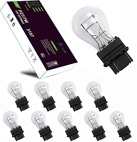 LIGHTWORLD24 10 Stück W2.5x16q P27/7W Glühbirnen Auto Lampe Stoplicht US Typ 3157 27/7W Weiß 12V Glühlampe