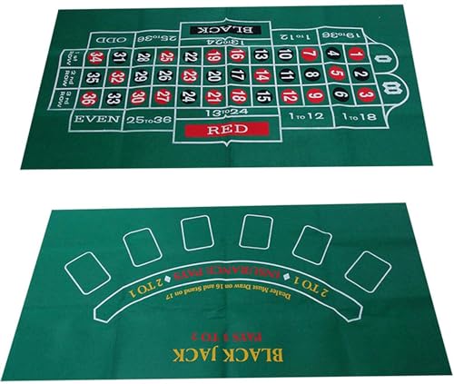 Renywosi Roulette Blackjack, Tischspiel aus Filz, doppelseitig, Vlies, wasserdicht, Tischauflage, Casino, Spiele, Tisch für Erwachsene, 90 x 60 cm