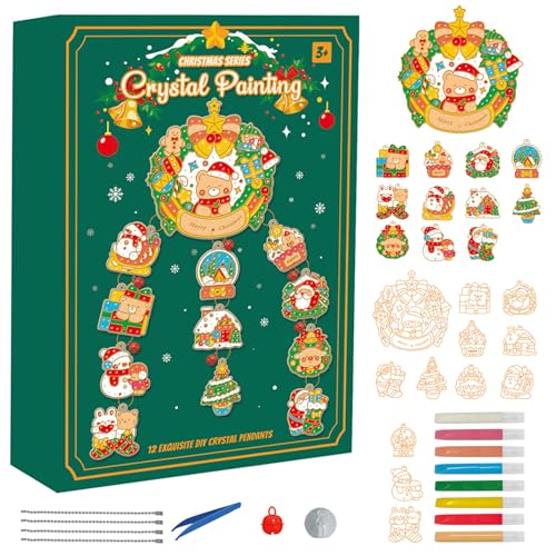 1 Set Crystal Maltes Kit für Weihnachten DIY Kristallanhänger mit 8 Pigmenten & Geschenkverpackungen kreative Kristallfarbe Kunst und Kunsthandwerk für Künstler Student Erwachsene Kinder, Crystal Pai