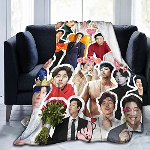LOUJIN Gong Yoo Weicher und bequemer, warmer Fleece-Überwurf für Sofa, Büro, Bett, Auto, Camping, Couch, gemütlich, Plüsch, Überwurf, Strand, 125 cm x 100 cm