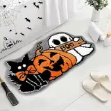 Lergas Halloween Deko Fußmatte, Halloween Kürbis Deko Fussmatte, Saugfähig Beflockung Türmatte, Halloween Haustür Deko Fußmatte, rutschfest Fußmatte für Badezimmer Küche Schlafzimmer (C)