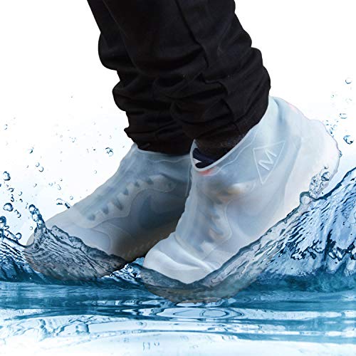 GOODS+GADGETS Silikon Überziehschuhe Überschuhe wasserdichte Schuh-Überzieher Regen-Schuhe rutschfeste Schuhschoner Galoschen, wiederverwendbar (L (40-45), Transparent)