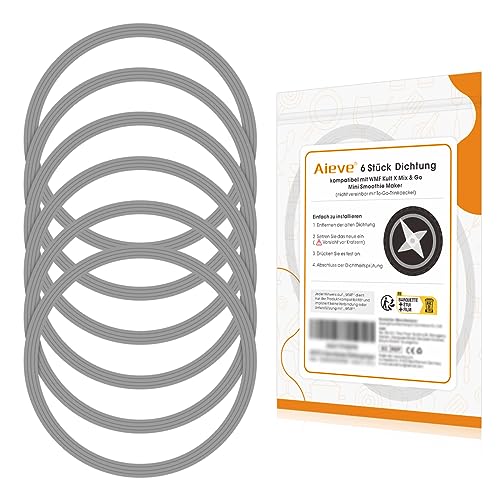 Aieve 6 Stk. Dichtungsring Gummidichtung Silikon Ersatzteil kompatibel mit WMF Kult X Mix & Go Mini Smoothie Maker Standmixer Ersatzdichtung Deckel (Nicht für To-Go-Trinkdecke& Schnellkochtopf, 6*6cm）