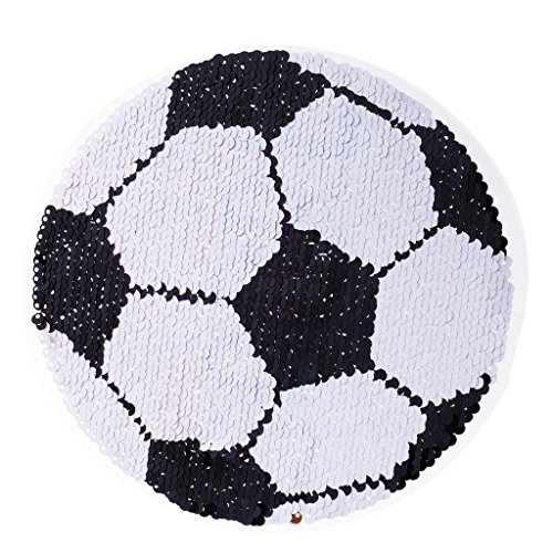 Sharplace Pailletten Aufnäher, Bügelbild, Patch, Aufbügler, Applikation, Wendepailletten, Motiv Auswahl, Schwarz-Weiss Fußball, 18cm