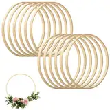 Vueinrg 12 Stück 15cm Holzringe Makramee Holzreifen zum Basteln Ringe Bambus Floral Hoop Traumfänger Ringe für Blumenkranz Türkranz Hochzeitskranz Wandbehang DIY Handwerk