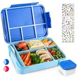 PUWOWYE Brotdose Kinder mit Fächern, Bento Box Kinder, 1330 ml Auslaufsicher Lunchbox Kinder, Brotbox für Mädchen & Jungen, geeignet für Schule, Kindergarten & Ausflüge BPA frei (Blau)