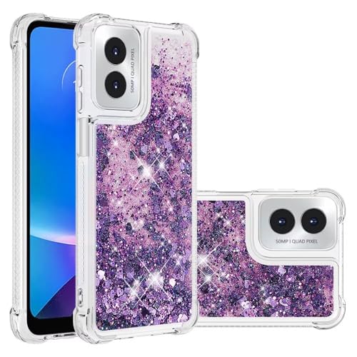 Nadoli Glitzer Treibsand Hülle für Motorola Moto G Play 4G 2024,Silikon Stoßfest Handyhülle Transparent TPU Bumper Schutzhülle Flüssig Durchsichtig Quicksand Case