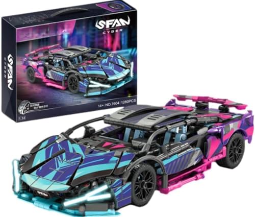 CIJINAY Technik Sportwagen Modellbausatz für Lambo, 1280 Klemmbausteine Technik Bausteine Rennwagen Bausatz, MOC Auto Modellbauset Rennauto Spielzeug Geschenk für Erwachsene Kinder