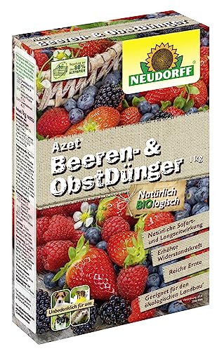 Neudorff Azet Beeren- & ObstDünger – Bio-Dünger für mehr Geschmack und reiche Ernte bei Beeren und Obst mit natürlicher Sofort- & Langzeitwirkung, 1 kg, Braun