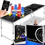 KESSER® Beer Pong Tisch Set mit Kartenspiel Trinkspiel - inkl. 100 Becher (50 Rot & 50 Blau), 6 Bälle + Regelwerk Partyspiele Table Höhenverstellbar KlappbarerClassic + Kartenspiel