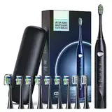 Electric Toothbrush for Adult – Rechargeable Sonic Toothbrush Heads & Travel Case - 5 Modes, 4 Hr Charge Last 30 Days Ultra Whitening Toothbrush (Black, travelcase)