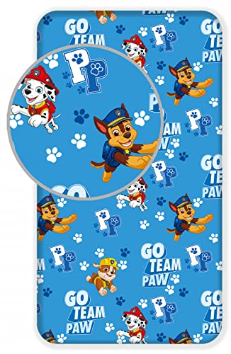 Paw Patrol Chase Marshall Just Yelp for Help Bettlaken, Spannbettuch 90 x 200 + 25 cm, 100% Baumwolle