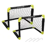 Dunlop Fußballtor 50 x 44 x 44 cm - Fußballtore Set von 2 - Faltbares Fussballtor - Fussballtore für Garten Kinder - Fussball Trainingszubehör für Innen und Außen - Metall - Schwarz/Gelb